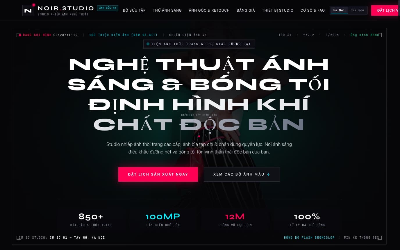 NOIR STUDIO — Studio Chụp Ảnh Thời Trang Cao Cấp, Bìa Tạp Chí & Chân Dung Nghệ Thuật Dark Avant-Garde