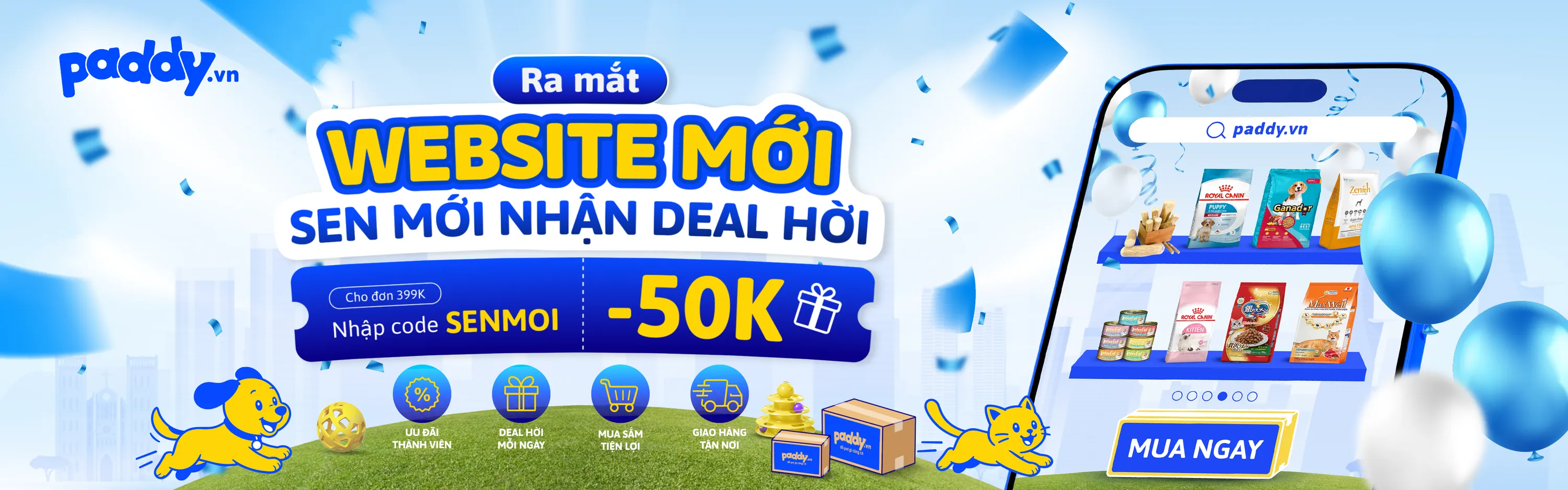 Website mẫu Paddy Pet Shop — Thức Ăn & Phụ Kiện Thú Cưng Cao Cấp